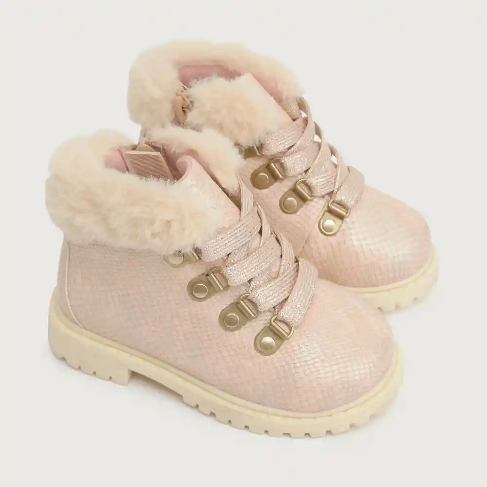 Botines Urbano Niña Con Pelos Rosado Talla 21
