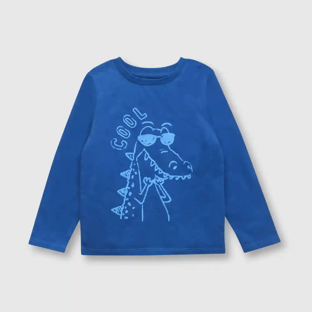 Polera Estampadade Bebé Niño Celeste Talla 6/9 Meses