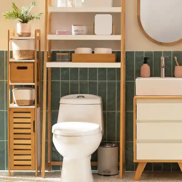 Repisa Con Puerta de Bambú 23 x 23 x 119 cm Casaideas