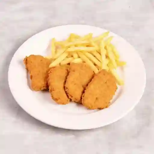 Nuggets con papas fritas