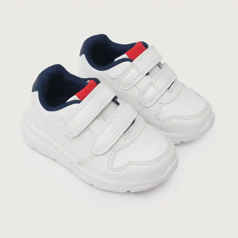 Zapatillas Deportivas Para Niño Blanco Y Azul Talla 25