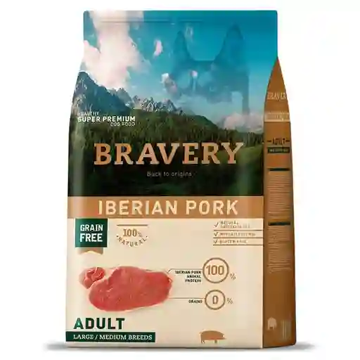 Bravery Alimento para Perro Adulto Sabor a Cerdo Ibérico