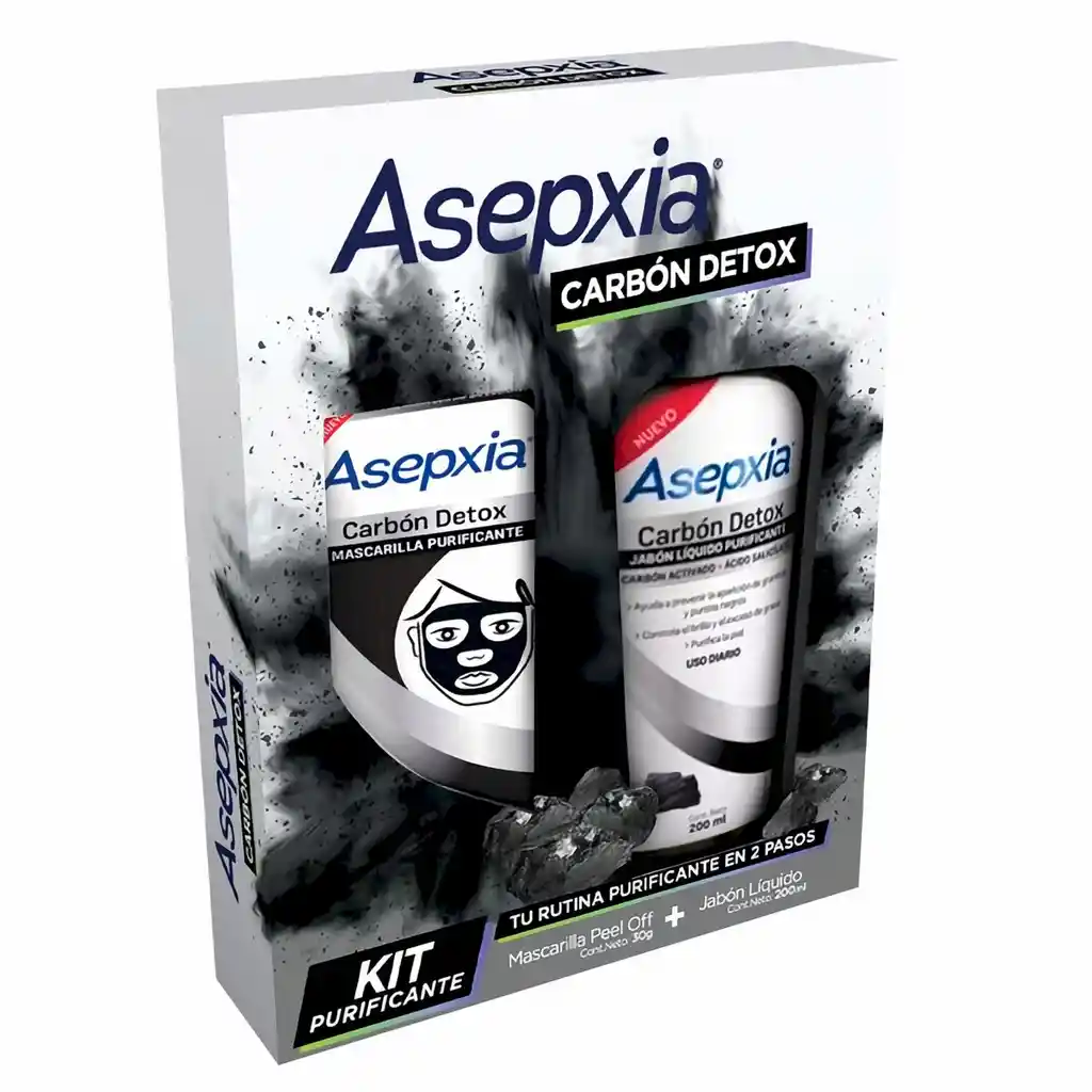 Asepxia Pack Carbón Mascarilla + Jabón Líquido
