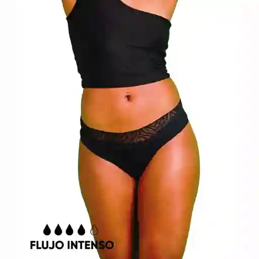 Bloody Green Calzón Menstrual Bikini Lujo Flujo Intenso Negro S