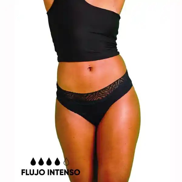 Bloody Green Calzón Menstrual Bikini Lujo Flujo Intenso Negro S