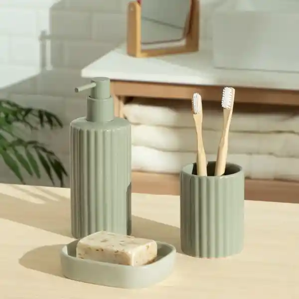 Dispensador de Jabón de Cerámica Gris 300 mL Casaideas