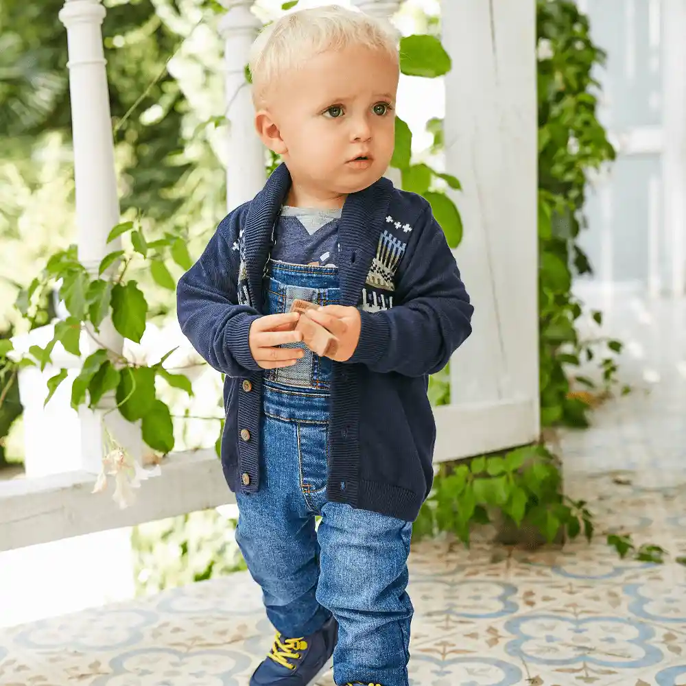 Jardinera Retro De Niño Azul Talla 18m