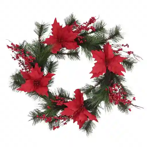 Corona de Flores y Hojas Navideña 55 cm Casaideas