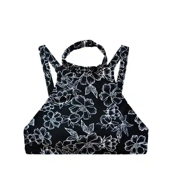 Bikini Peto Cuello Alto Estampado Negro Talla S Samia