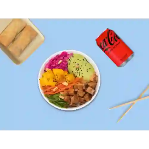 Teri poke + bebida + 2 spring rolls