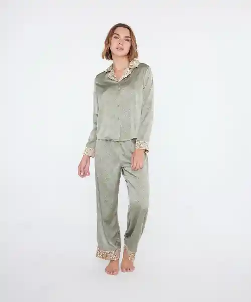 Conjunto de Pijama Dreamy Satinado Savage Green Talla M Lounge