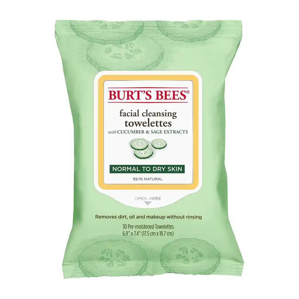 Burt's Bees: toallitas faciales aroma de pepino para todo tipo d