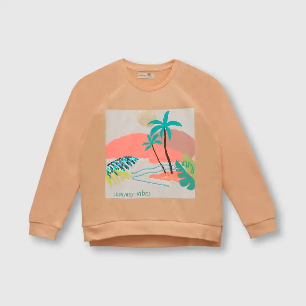 Polerón Playa De Niña Naranjo Talla 8 Años