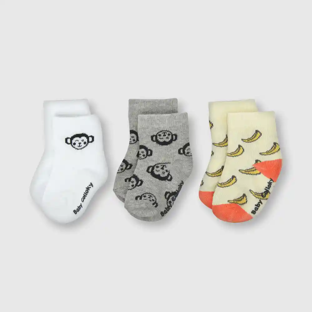 Calcetín Deportivo Mono De Bebé Niño Blanco