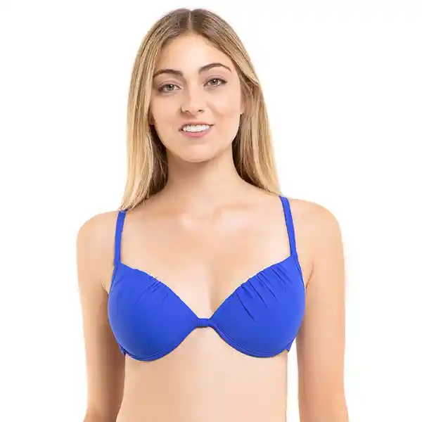 Bikini Estilo Sostén Drapeado Azul Talla XL Samia