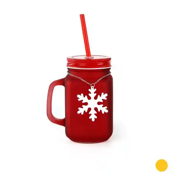 Vaso Mason Snowflake Con Bombilla