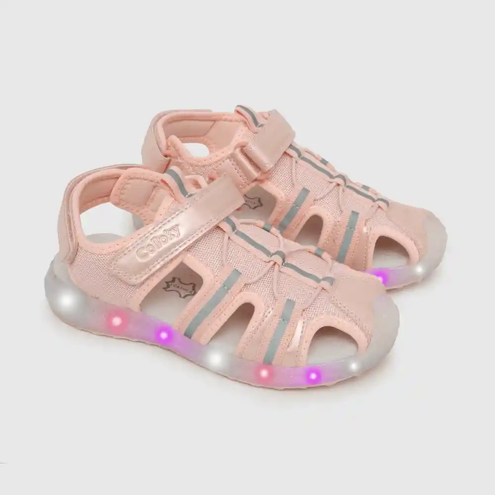 Sandalias Con Luces De Niña Rosado Talla 30