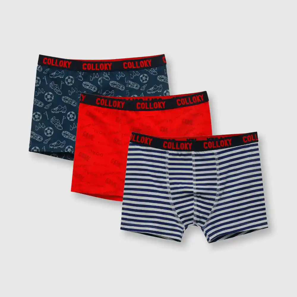 Pack Bóxer Estampado Niño Azul Talla 10a