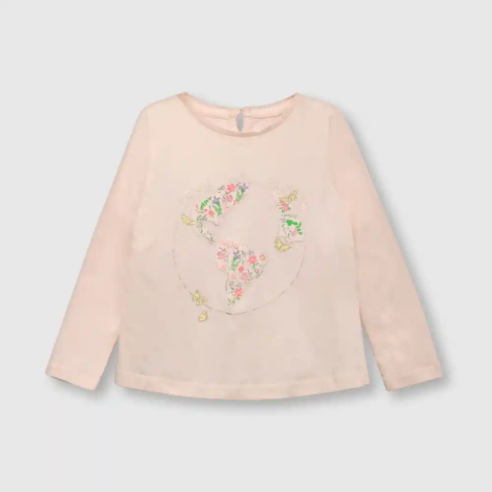 Polera De Bebé Estampada Niña Rosada Talla 36m