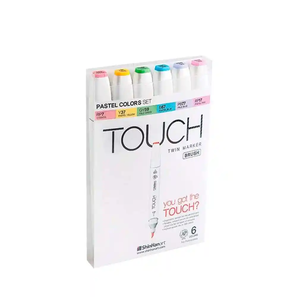 Set 6 Marcadores Brush Colores Pastel Touch Twin