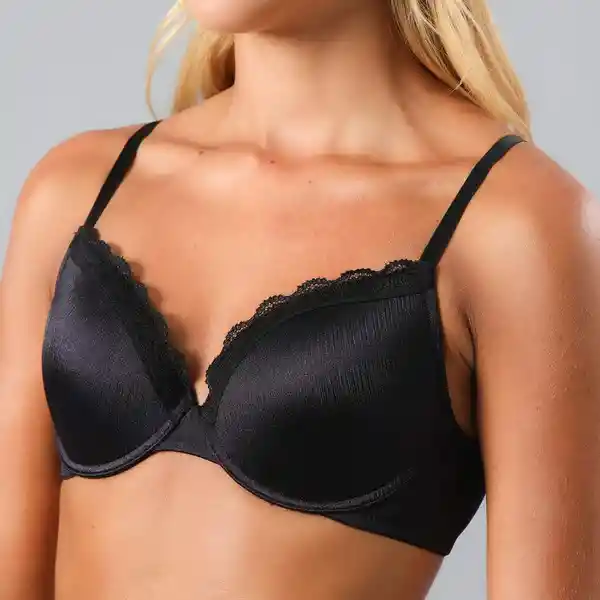 Sostén Perfect Cover Demi Cup Color Negro Talla 34B Flores