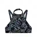 Bikini Peto Cuello Alto Estampado Negro Talla XL Samia