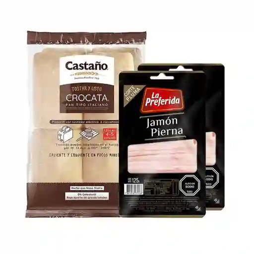 Combo Castano Pan Tipo Italiano Crocata la Preferida Jamon