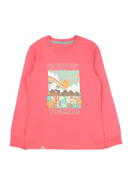 Polera Upf Estampada Ficcustex 556 Niña Coral 16 Años Ficcus