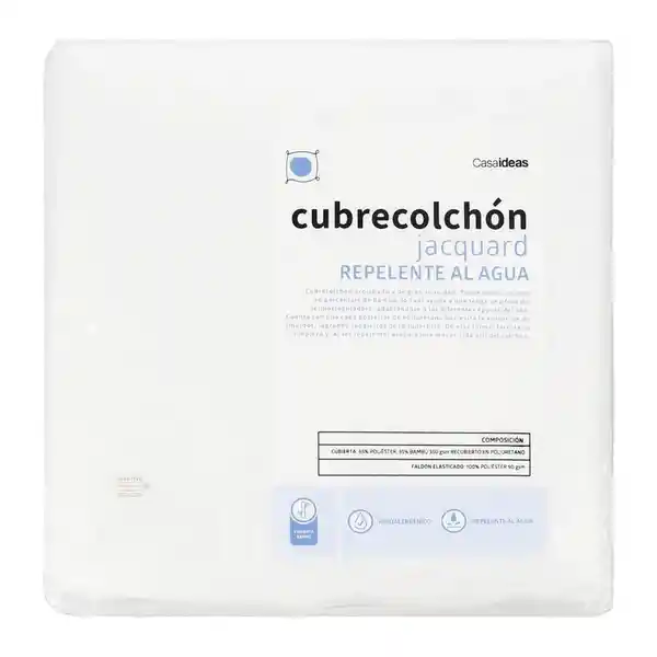 Cubrecolchón Jacquard Repelente al Agua 1.5 Plaza