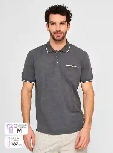 Kenneth Stevens Polerón Polo Manga Corta Lin Gris Talla M SS24