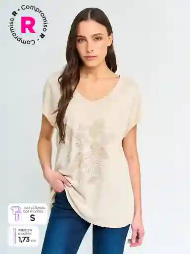 Aziz Polera Manga Corta Epalm Ess Beige XL S25