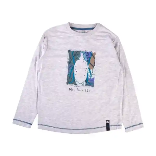 Polera Manga Larga Cuello Redondo Niño Gris Claro 12 Pillin