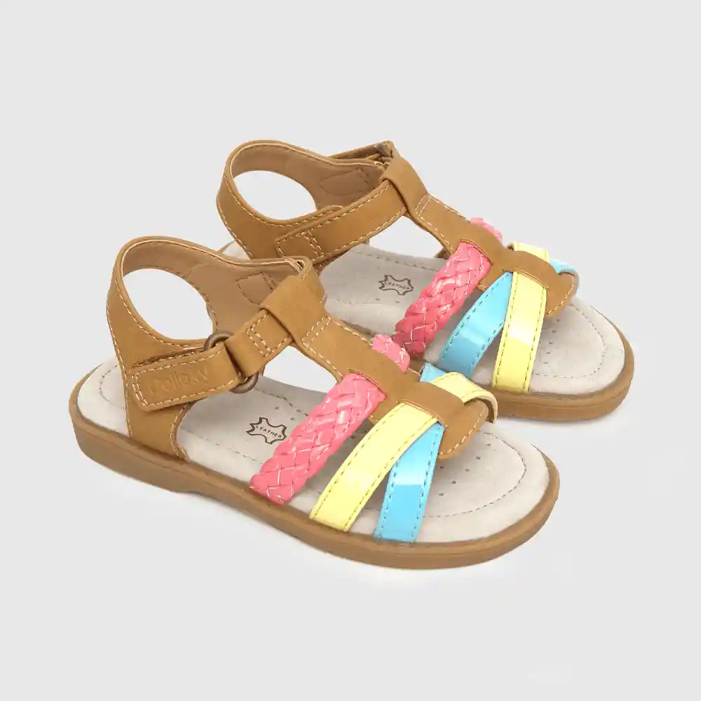 Sandalias Velcro De Niña Multicolor Talla 25
