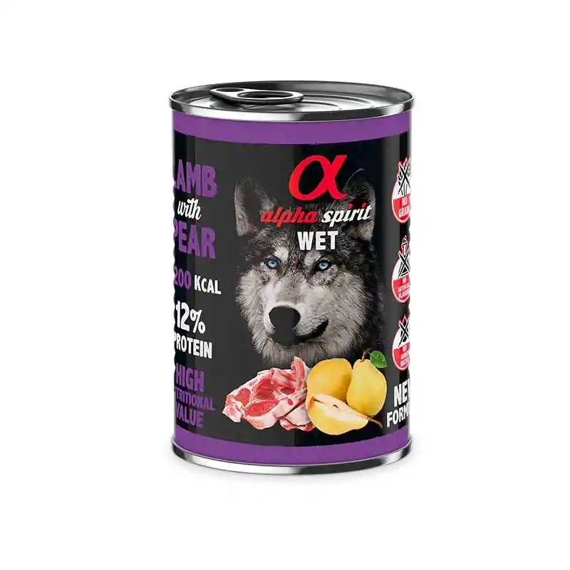 Alpha Spirit Alimento Húmedo Lata Cordero Con Pera
