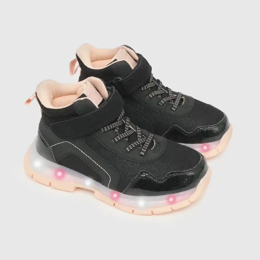 Zapatillas Luces Velcro Elástico Negro Talla 36