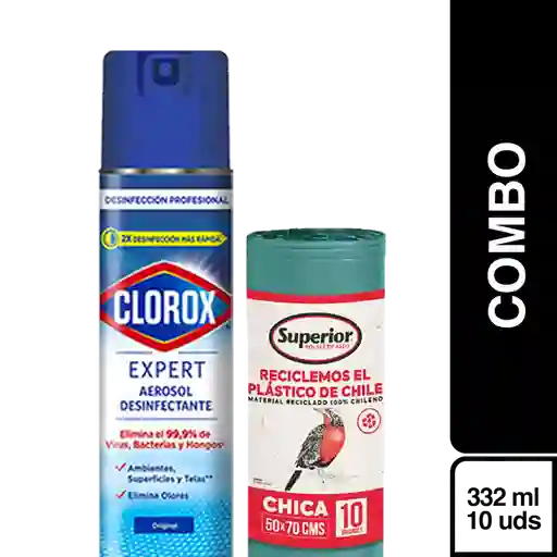Combo Clorox Desinfectante en Aerosol + Superior Bolsa de Basura