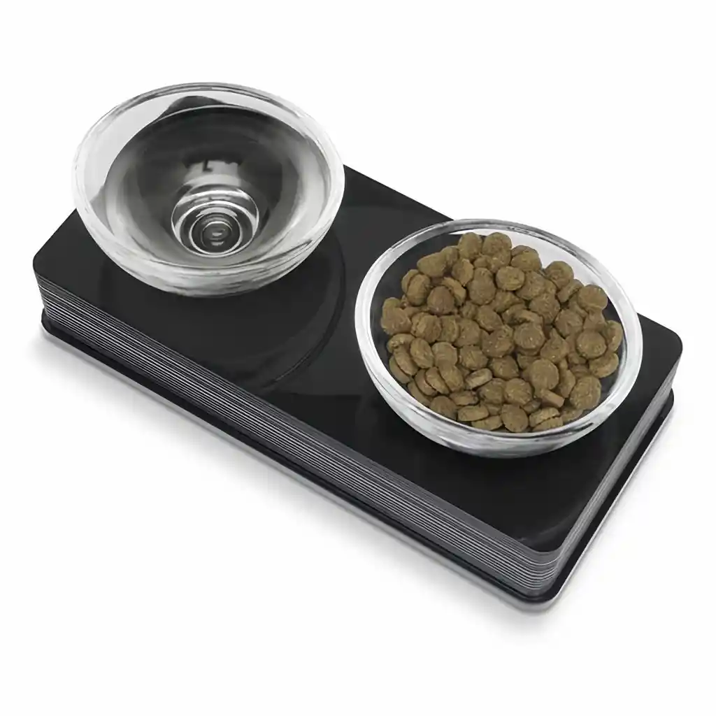Catit Comedero de Vidrio Negro Elevado