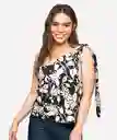 Lounge Blusa Beach People Un Hombro Abstract Black Flower Xs