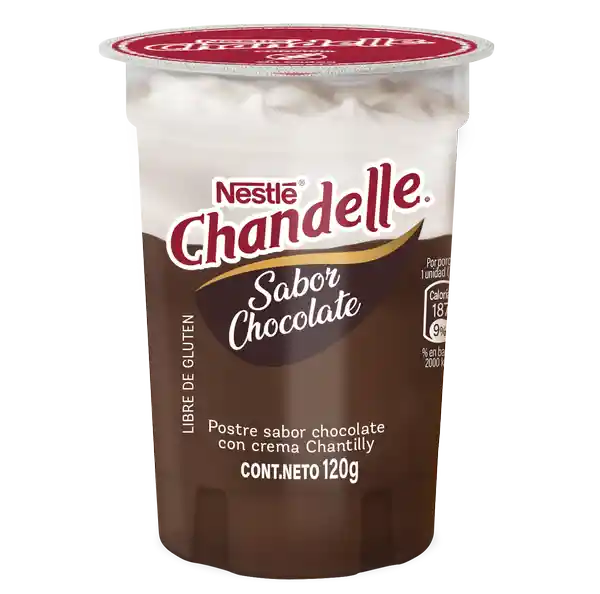 Chandelle Postre Sabor a Chocolate con Crema Chantilly