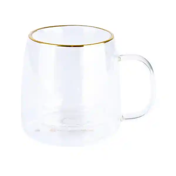 Taza Doble Vidrio Borde Dorado Adagio Teas