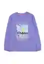 Polera Upf Estampada Ficcustex 556 Niña Lila Talla 8 Años Ficcus