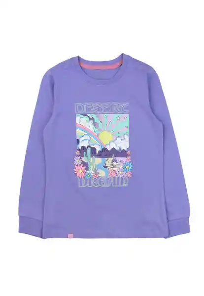 Polera Upf Estampada Ficcustex 556 Niña Lila Talla 8 Años Ficcus