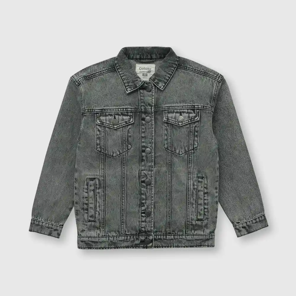 Chaqueta De Mezclilla Niño Negra Talla 6 Años
