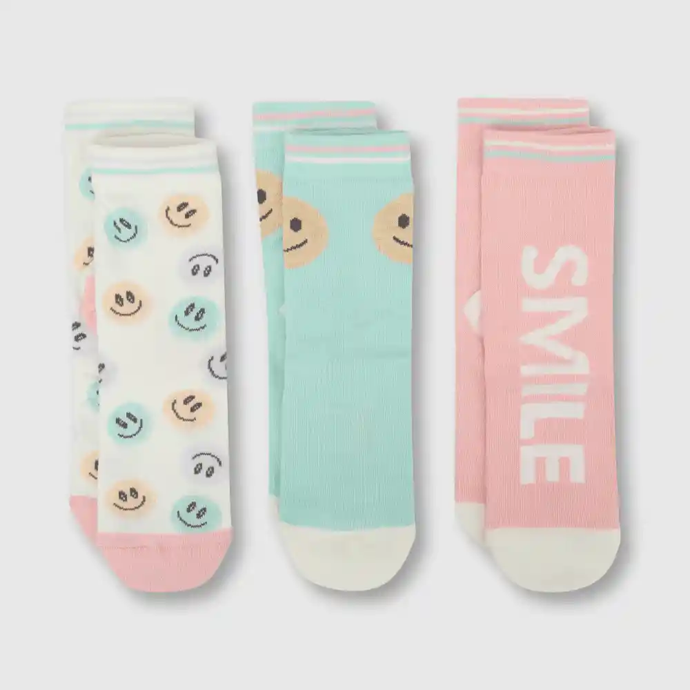 Pack Calcetín Sonrisa Niña Rosado Talla 34/37