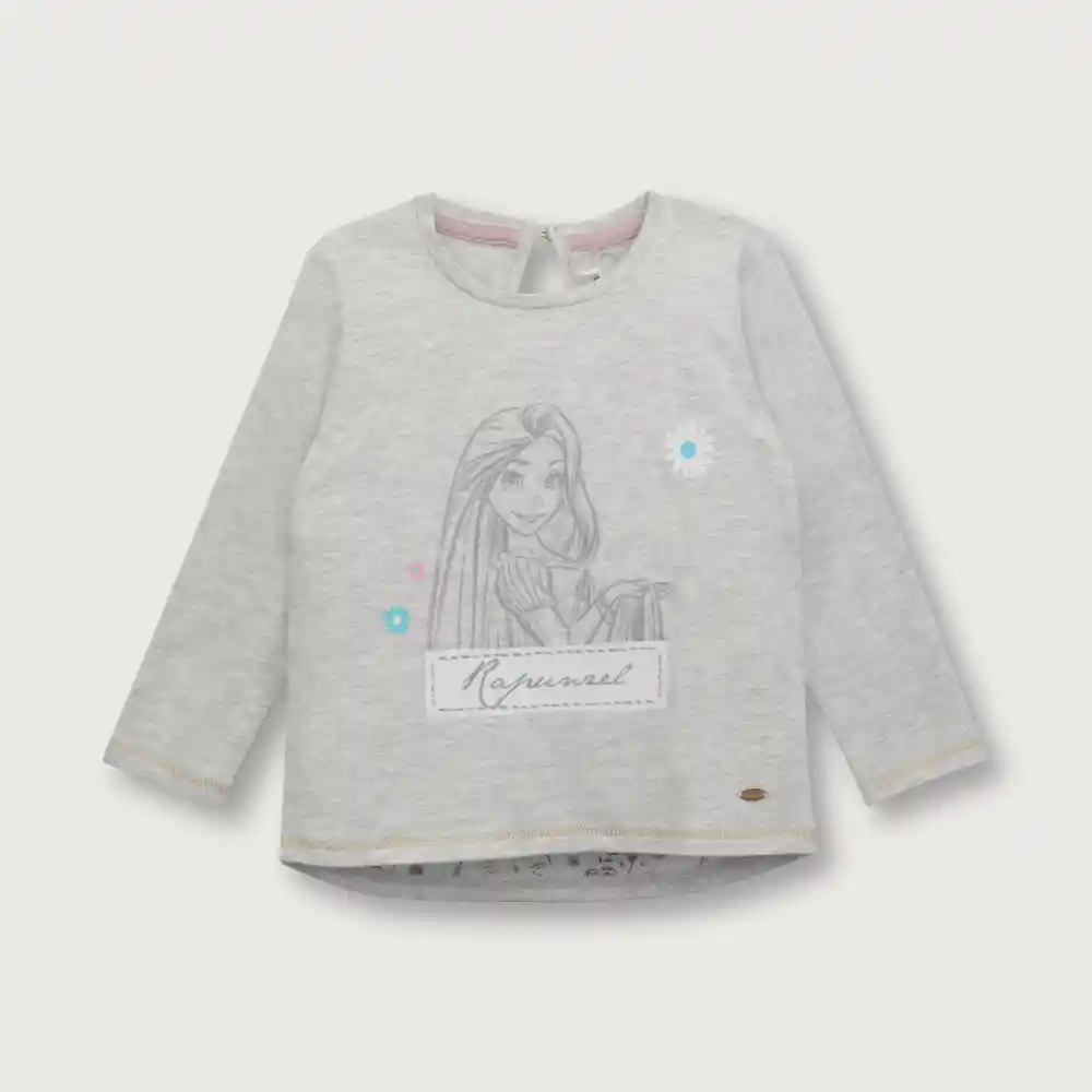 Polera Disney Rapunzel De Niña Gris Talla 3a