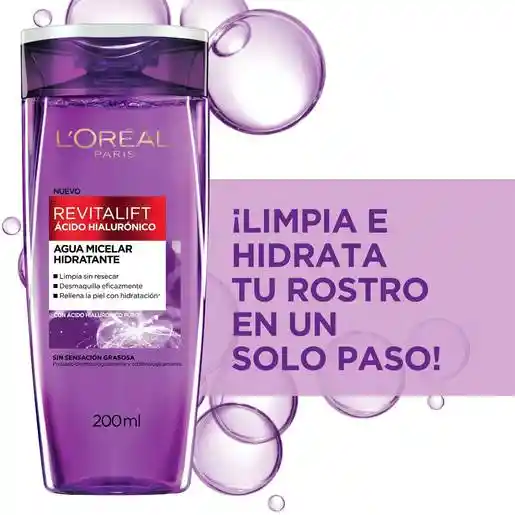 L'Oréal Paris Agua Micelar Hidratante con Ácido Hialurónico