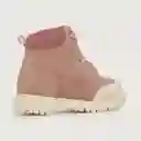 Botines Cuello Cotelé Cordón y Cierre Rosado Talla 26 Opaline