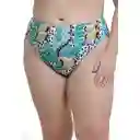 Bikini Calzón Alto Con Pretina Estampado Verde Talla L Samia