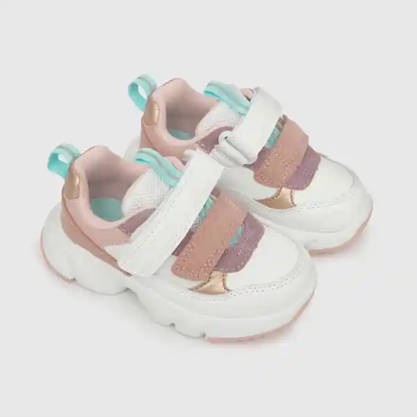 Zapatillas Para Niña 2 Velcros Chunky Blanca Talla 27 Colloky