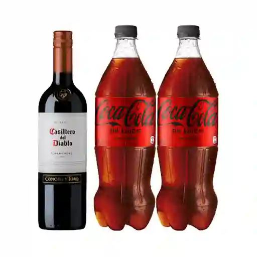 Combo Casillero Del Diablo Vino Tinto Carmenere Coca-Cola Bebida